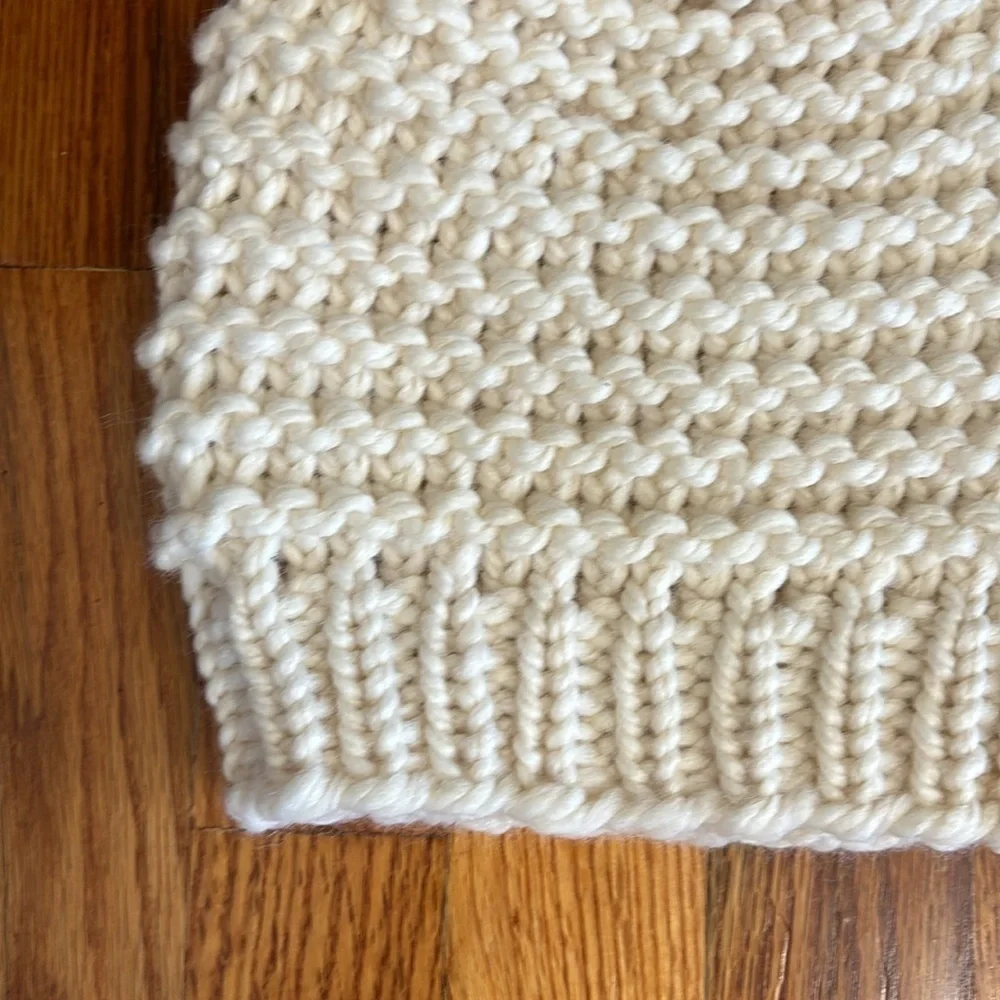 NEW Handmade Cream off white Chunky Knit Wool Acrylic Slouchy Toboggan Beanie